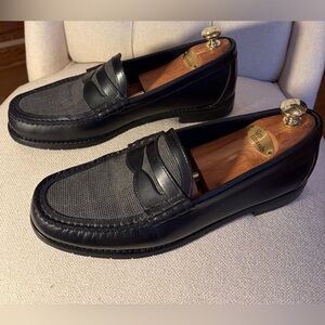 G.H. Bass Co. Mens Howard Leather Herringbone Loafer Black Charcoal 11.5 M